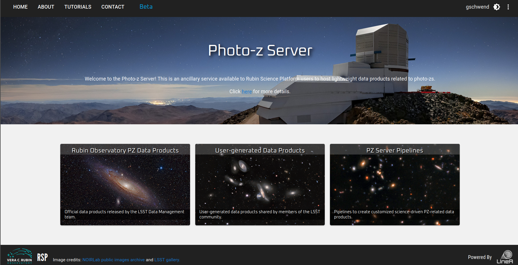 Photo-z Server Landing Page