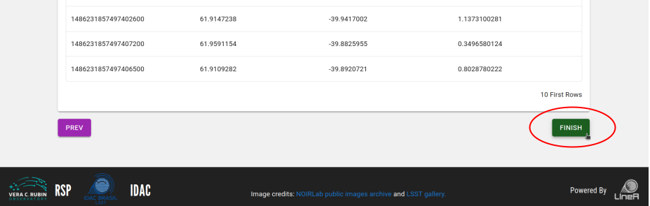 Formulário de Upload do Photo-z Server - Etapa 4