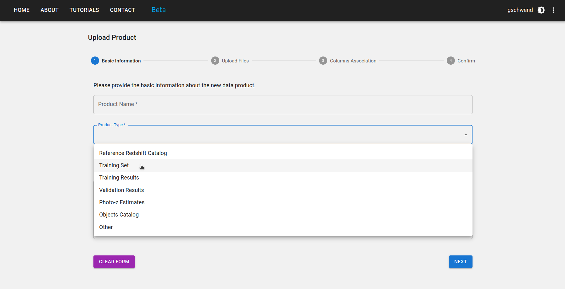 Photo-z Server Upload Form